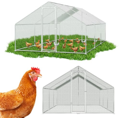 Jopassy Clôture à roue libre pour poulailler 3 x 6 x 2 m, en acier galvanisé pour petits animaux, poulailler avec serrure, enclos libre pour cages de poules, cage pour oiseaux et animaux domestiques
