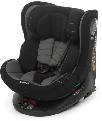 Foppapedretti FP360 Quick i-Size, Seduta Girevole a 360°, per bambini da 40 a 150 cm di altezza, 0-12 anni, conforme ECE R129, Fissaggio Dualfix (Isofix e non), Safe Body Protection, Black