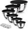 Homikit Rührschüssel Set, 6-tlg Edelstahl Schwarz Schüssel Salatschüssel mit 3 Reibenaufsätzen zum Mischen & Verrühren, Luftdichtem Deckel & Silikonboden, 4,6L/2,8L/2,5L/1,6L/1,2L/0,7L, Stapelbar