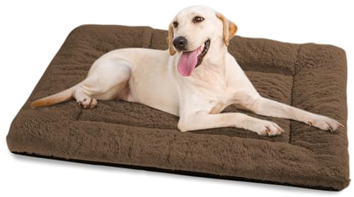 Baodan Dog Bed Large Washable, Plush Pet Cat Beds Cushion Mattress, Soft Warm Dog Mat Pad for Medium Large Dogs- L 90x60 cm, Brown