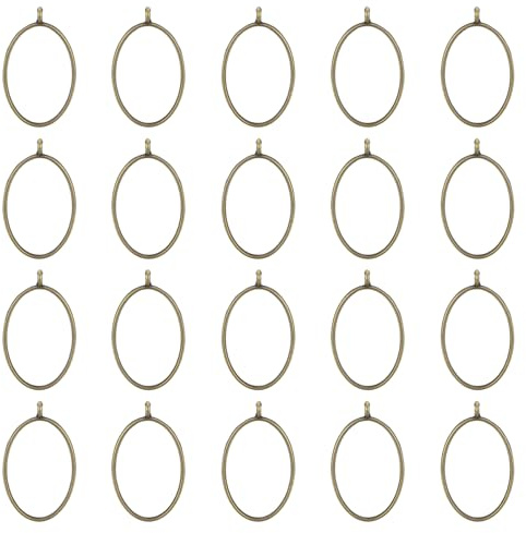 QUARKZMAN Pendenti Castone Posteriore Aperto, 30pz Vassoi Vuoti Geometrici Cornice Cava Ovale per Creazione Gioielli Resina, Colate, Collane, Braccialetti, Artigianato (Bronzo)