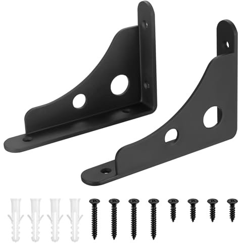 2 Stück Regalhalterungen für Regalbretter, Regalwinkel Metall, Schwerlastträger 90 Grad Regalträger, Regal Winkelträger, Dreieckig Wandregal Halterung für Wandmontage, Schwarz, 150 x 25 x 106 mm