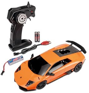 Carson 500404307 1:24 Lamborghini Murcielago SV 2.4G 100% RTR - Ferngesteuertes Auto, LED-Beleuchtung, Fahrzeit ca. 60 min, RC Auto, RC Fahrzeug, RC Auto 1:24, Ferngesteuertes Spielzeug