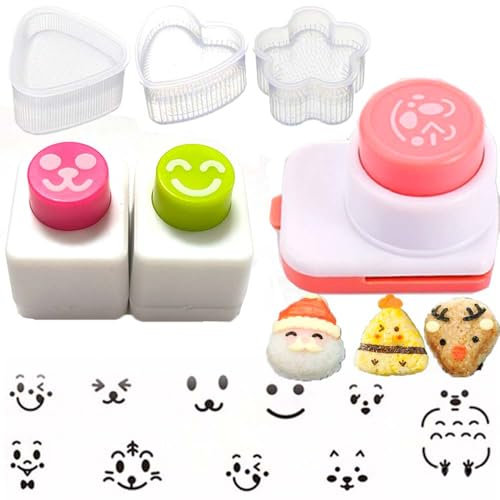 Fejapa DIY Sushi-Werkzeug 3+3 Smile Face Laver Seetang Nori Punch Prägegerät Reiskugel Onigiri Form Herzform Bento-Dekoration Formen Seetang Cutter Cartoon Making Mold
