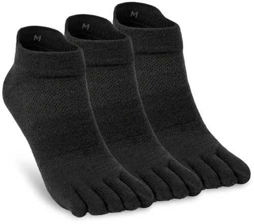 aomagic Merino Wool Toe Socks for Men and Women Athletic Runing Ankle Toe Separation Socks (3 Pairs), Medium