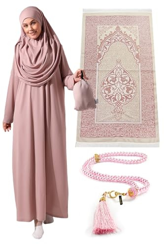 ihvan online, Abiti musulmani per donne, Abito islamico a maniche lunghe in stile One Piece, Tappeto da preghiera, Perline, Set islamico, XS-XXL
