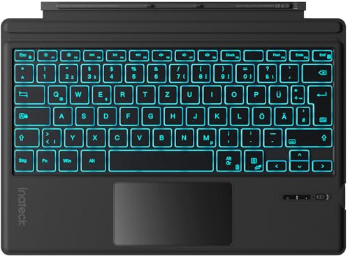 Inateck Surface Pro 7 Tastatur,Kompatibel mit Surface Pro 7/7+/6/5/4 mit Trackpad,Bluetooth 5.3, 7-Farbiger Hintergrund Beleuchtung,QWERTZ,KB02027