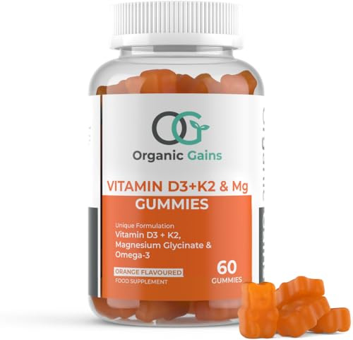 OG Vitamin D3 + K2, Magnesium Glycinate & Omega-3 Gummies | Vegan, Halal, Gluten-Free | Supports Strong Bones, Heart Health, Immune System, Joints & Better Sleep | Orange Flavor, 60 Gummies