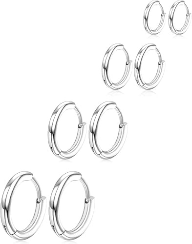 Votvlog 5 Pares de Pendientes de Aro para HombreJuego de Pendientes de Aro para MujerPendientes RedondosCartilaginososPendientes para HombreAnillos para el Labio Nasal