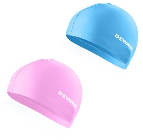 SSyang 2 Pezzi Cuffia da Bagno in Tessuto, Cuffia Piscina Nuoto Traspirante ad Alta Elasticità, Cappello da Nuoto per Capelli Lunghi, per Ragazzi, Ragazze, Capelli Lunghi, Capelli Corti