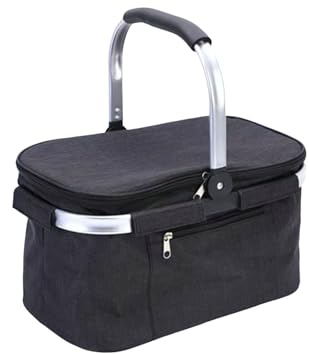 Bolsa térmica de 30 litros, cesta de la compra grande, cesta de picnic con asas acolchadas, Mango de Aluminio Portátil Deslizante, Cesta de la Compra para Trabajo/Viajes/Compras/Picnics