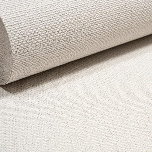 SOPHIE LAURENCE Plain Cream Beige Wallpaper Linen Effect Textured Paste The Wall Free Match