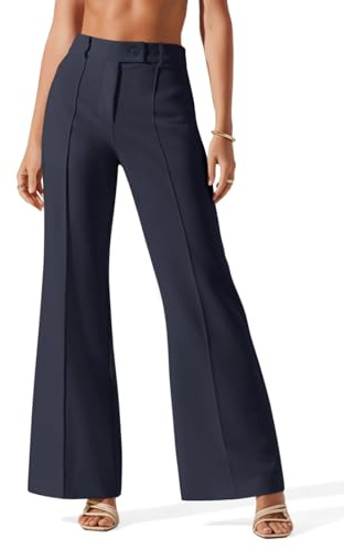 NIMIN Pants for Women Business Casual Flared Leg Work Dressy Trousers High Waisted Bootcut Office Slacks 2026 Fashion Outfits with Pockets Navy Blue Medium