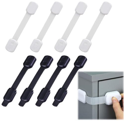 JUGUTA 8 Piezas Cerraduras De Seguridad Para Niños, Cierre Seguridad Cajones Bebe, Bloqueo De Seguridad Bebés, No Necesita Taladrar, Para Armarios, Cajones, Refrigeradores, Puertas WC