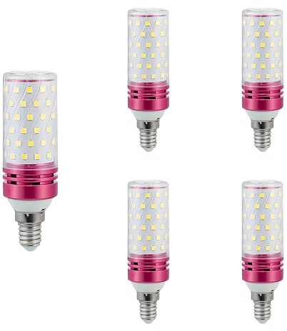 E14 LED Corn-lampor, 12W kallvitt 6000K, Motsvarar 100W E14 halogenlampor, AC 110-240V, 360° strålningsvinkel, Liten Edison-skrubbas SES LED Corn-lampa, Ej dimbar, Förpackning om 5