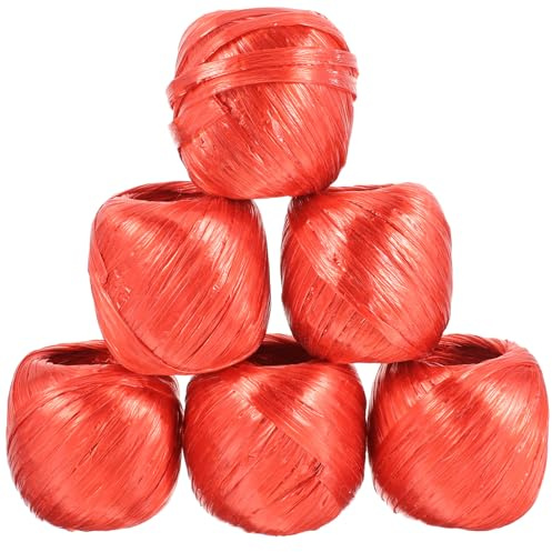 ELAYARD Cuerda de Fijación para Amarre de Carga de Plástico Rojo 100 G 6 Rollos Resistente para Embalaje, Exteriores y Equipaje, Adecuado para Vehículos y Actividades al Aire Libre
