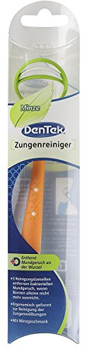 Dentek Zungenreiniger 2er Pack (2 x 1 Stück) - Kunststoff Schaber mit Minzgeschmack - entfernt bakteriellen Mundgeruch - frischer Atem