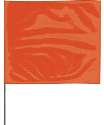 Presco 21 in. Steel Wire Staff Marking Flags [2.5 in. x 3 in. Flag]: 2 in. x 21 in. (Orange) / 12-Flags