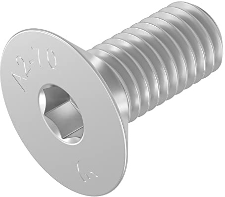 SECCARO Vite a testa svasata M6 x 14 mm, acciaio inox V2A VA A2, DIN 7991 / ISO 10642, esagono incassato, 20 pezzi