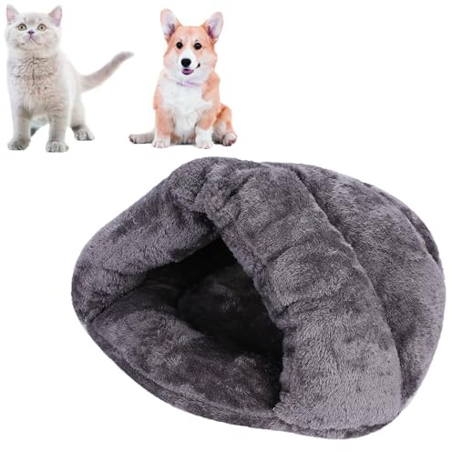 Soft Indoor Pet Bed Sofa 2 in 1 Large Pet Nest Portable Cat Puppy Sleeping Bag Bed Car Cave Half Covered Slipper Shape Cave House Thermal Warmer Winter Cozy Hut