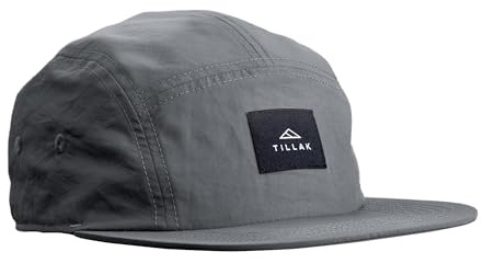 Tillak Wallowa Camp Hat, Lightweight Nylon 5 Panel Cap with Snap Closure (Basalt Grey)