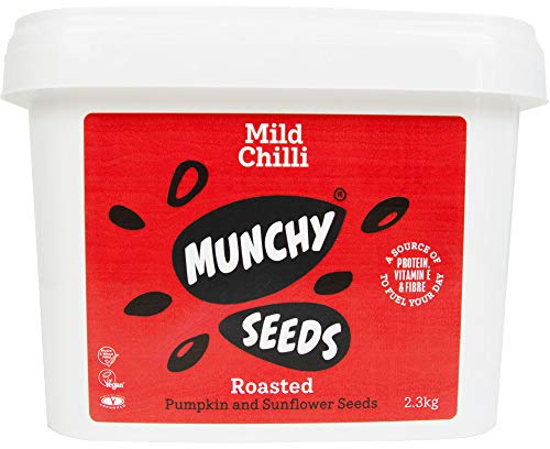 MUNCHY SEEDS Mild Chilli Sunflower, Pumpkin, Protein Snack, Seed Mix for Eating, Plant-Based Source of Protein, Fibre & Vitamin E, Mildly Spicy Flavour, Vegan Snacks for Kids & Adults - 2.3kg