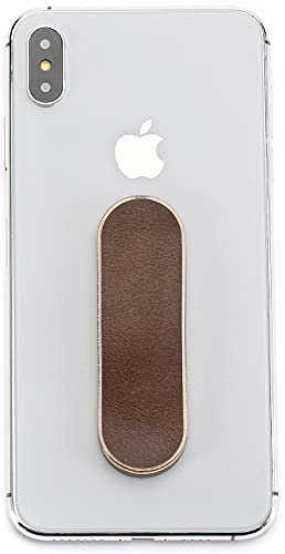 MOMO STICK - L'original! Support pour téléphone Portable et poignée pour Smartphones et tablettes– téléphone Portable Bague pour iPhone Samsung Huawei (Série en Cuir PU - Marron)