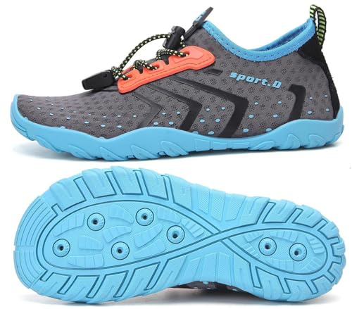 SAGUARO Escarpines Niño Niña Zapatillas de Agua Respirable Zapatos Agua Antideslizante Zapatillas Playa Escarpines Piscina Calzado para Natacion Surf Acuaticas Azul, Gr.24 EU