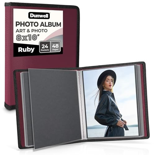 Dunwell 8x10 Photo Album & Art Portfolio Book, 24 Sleeves, Ruby