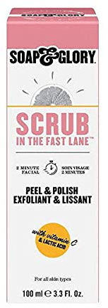 Soap & Glory Peel & Polish Two Minute Facial - Exfoliating Face Scrub with Vitamin C - Citrus Scented Brightening Face Exfoliator with Lactic Acid & Salicylic Acid (100 ml)