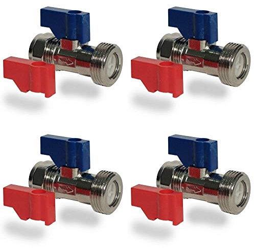 Aumix 15mm x ¾ inch Straight Washing Machine/Dishwasher Isolation Valve with Built in Non-Return Check Valve x4