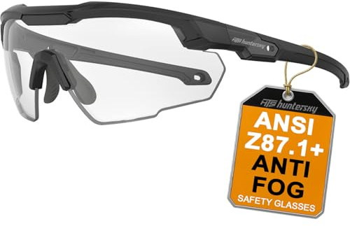 HTS HUNTERSKY S57 Clear Lens Ballistic Tactical Shooting Glasses ANSI Z87+ UV400 Anti-Fog Eyewear for Airsoft Range Security and Outdoor Sports, for Men and Women