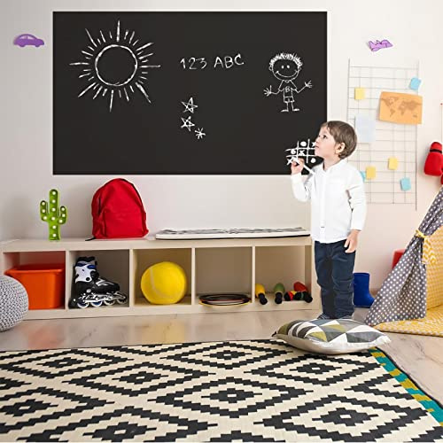 DIMEXACT - Tableau Ardoise pour Murs et Meubles adhésif - Tableau Noir à Craie et Feutre Craie - 60 cm x 1.5 m - en Rouleau