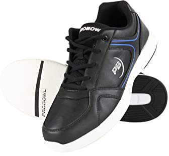 PRO Bowl - Bonega - Scarpe da Bowling da Uomo e Adulto | Bowling con Suola Scorrevole in Effetto Pelle | Nero/Blu, Nero, 39.5 EU