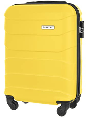 BARRENS Handgepäck Koffer 55x40x20 cm Reisekoffer Trolleys Kabinenkoffer Cabin Size Suitcase Carry On Luggage Hartschalenkoffer mit 4 Rädern Zahlenschloss Teleskopgriff Groß und Leicht (Gelb)