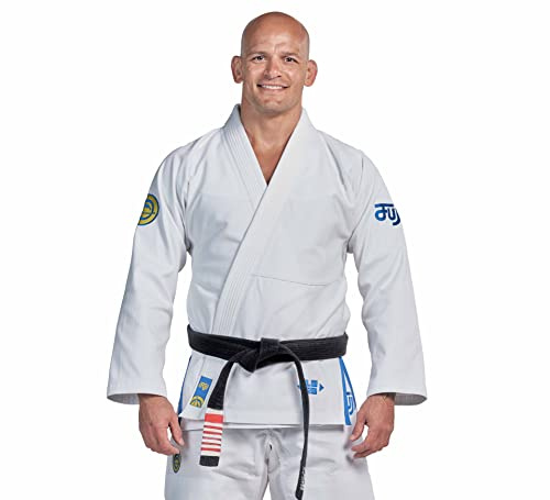 FUJI Flow-Tech Brazillian Jiu-Jitsu Gi; Lightweight BJJ Uniform Ultimate Breathability, White, Size A4