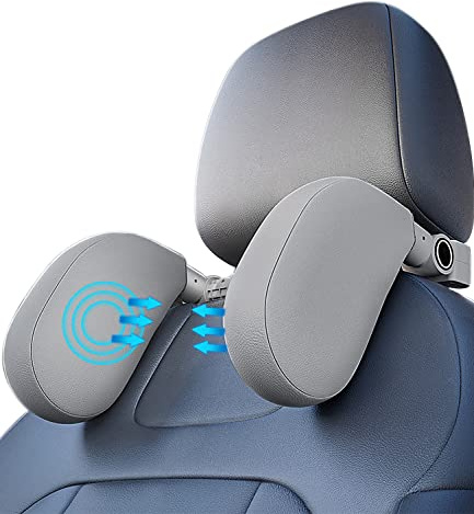 JOFLVA Poggiatesta Auto, Poggiatesta Auto Bambini, Poggiatesta Ergonomico Per Auto,Supporto per collo per Testa Staccabile E 180° Regolabile Cuscino Cuscino auto da Viaggio per Bambini AdultiI(grigio)