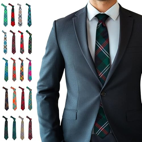 BRAW CLANS TARTANS Cravatte in tartan per uomo Realizzate in Scozia - 100% lana - Cravatta da 8 cm di larghezza per uomo - Cravatta formale per uomo - Regalo per la festa del papà, matrimonio, Natale