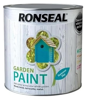 Q&H 2.5L Garden Paint - Super Coverage Long Lasting Matt Finish - Waterproof & Weatherproof Paint Tin - Quick Dry Water Based Paints for Sheds, Benches, Metal, Brickwork, Terracotta Pots (Summer Sky)