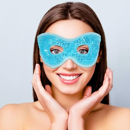 MIVORA Maschera Gel per Occhi, Maschera Occhi Gel Freddo Riutilizzabile, Maschera Ghiaccio Occhi a Caldo e a Freddo per Occhi Gonfi, Occhi Stanchi, Mal di Testa, Emicrania(A-Blu)