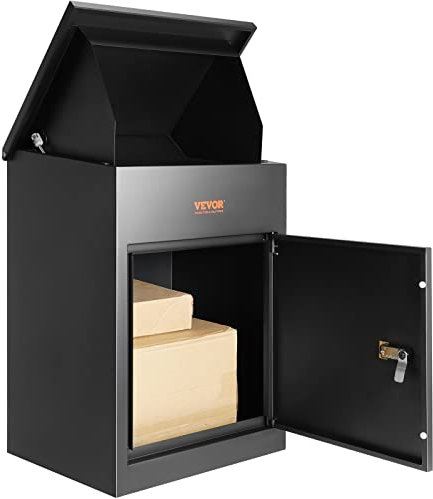 VEVOR Boîtes de Livraison de Colis pour l'extérieur, boîte aux Lettres Extra Large pour Colis à Fixation Murale, verrouillable, boîte de dépôt de Colis en Acier galvanisé avec déflecteur antivol,