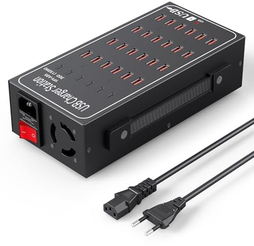 USB Ladestation, 150W Desktop USBC Ladestation, 30 Ports Multi-Funktions Smart Ladegerät, 30-in-1 USB hub Ladegerät für Samsung/iPhone/iPad/Google Pixel/Xiaomi/Tablets