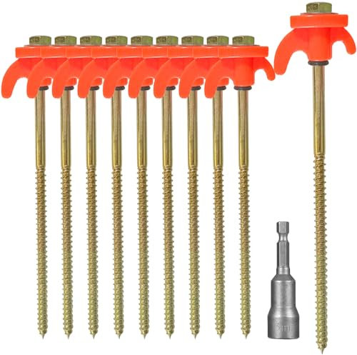 KEELYY 10x Zeltheringe Schraubheringe, Heringe Stahl mit Gewinde, Heringe Erdnägel Stabil für Camping und Outdoor, Zelthaken für harten Boden,Wald, Wiesen, Gras, Robust & Stark