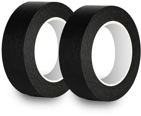 Rusoz Cinta De Enmascarar Negro, Cinta De Carrocero Removible Sin Residuos Masking Tape Profesionale Cinta Pintor Para Pintores, Para Pintar Y Decorar, Interior Y Exterior, 30mm x 50m, 2 Rollos