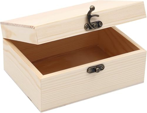 Elektheim Caja de madera con tapa 20 * 12 * 7cm, Natural Cofre de Madera Decorativa Caja de Memoria Cajas multiusos caja de almacenamiento joyero con tapa con bisagras caja de regalo