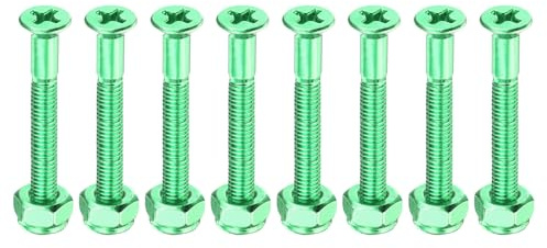 PATIKIL Skateboard Hardware Kit 38mm, 8 Stück Karbonstahl Skateboard Schrauben Bolzen & Muttern Flachkopf Schrauben Scooter Ersatzteile für Cruiser, Grün