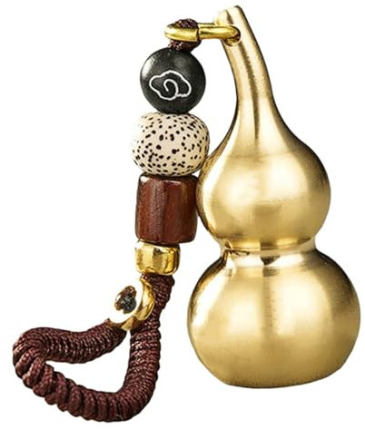 Holibanna Brass Gourd Keychain Pendant Feng Shui Decorative Hanging Charm Vintage Brass Pendant for Car Bag Backpack Accessories Lucky Symbol