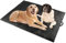 FHTONGE Hundedecke für Unterwegs, 120×70 cm Wasserdicht Hundematte Waschbar Hundekissen für Mittelgroße & Grosse Hunde, Faltbare Reisedecke Hund Camping Veranda Terrasse Outdoor Indoor(Schwarz)