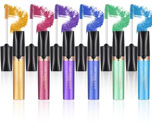 RoseFlower Ensemble de Craie Cheveux, Coloration Temporaire Cheveux 6 couleurs, Stylo de Coloration pour Cheveux Lavable, Craie Cheveux Mascara Instantanée de carnaval fête de Noël