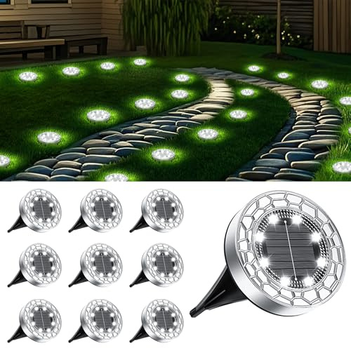 FIFlying Solar Lights Outdoor Garden, 10 Pack Cold White